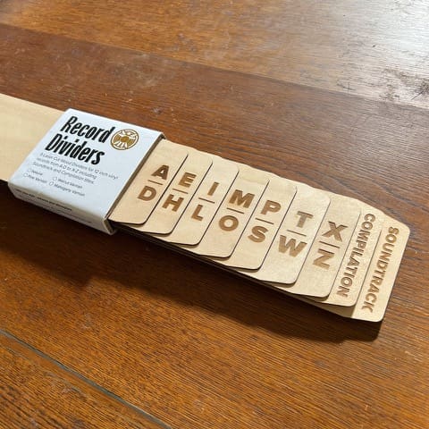 RECORD DIVIDERS : WOOD Set Of 9 Organisers (100mm x 345mm)